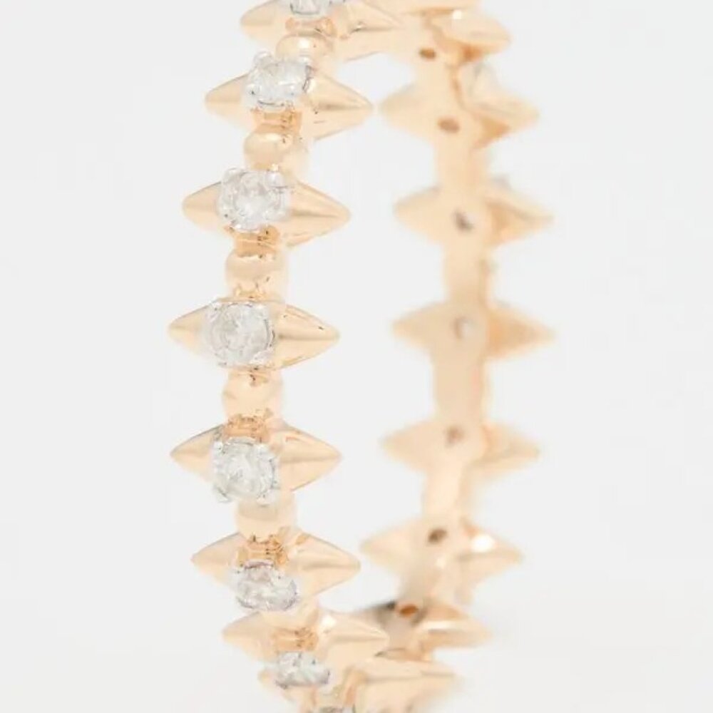 Adina Reyter London Thin Gold Diamond Spike Spike Eternity Ring Size 8